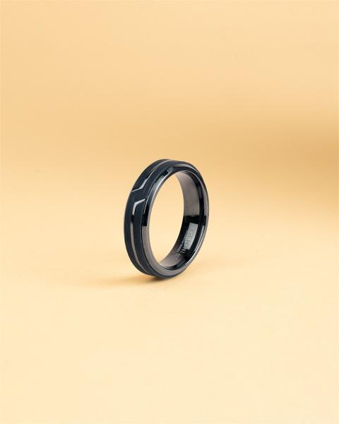 Schwarzer Titanring mit geschmiedetem Carbon-Finish - Rex Black